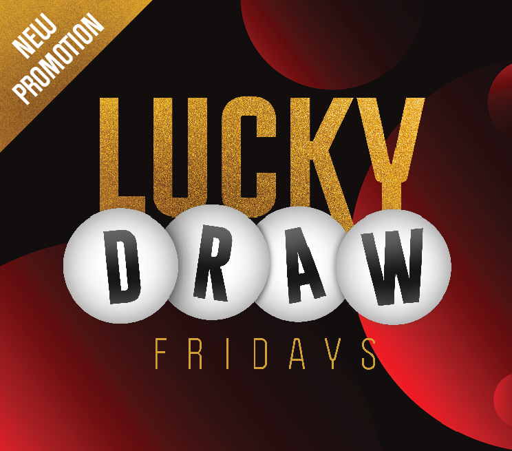 Premium Photo | Lucky draw and win prizes typographic on glowing banner