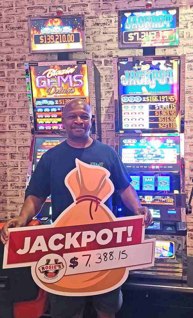 Christopher $7,388.15 Triple Jackpot Gems Deluxe