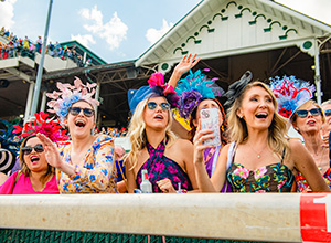 Women watching live racing