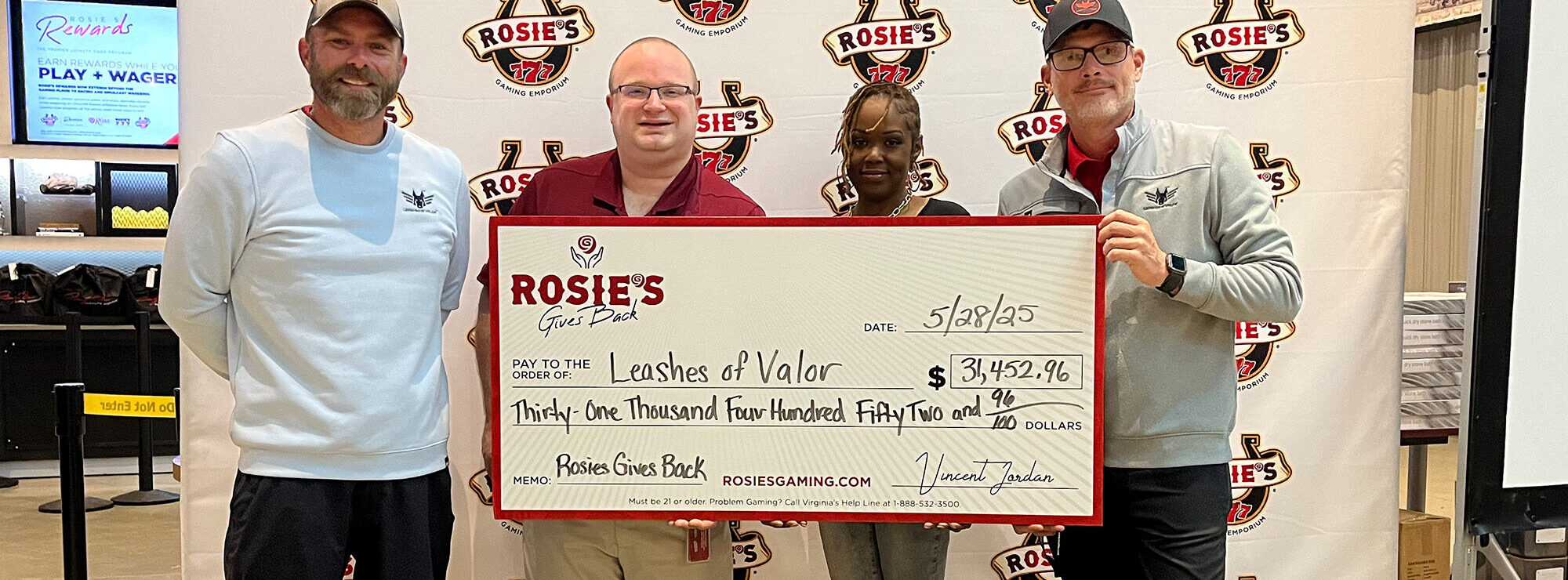Rosie's Donation Check