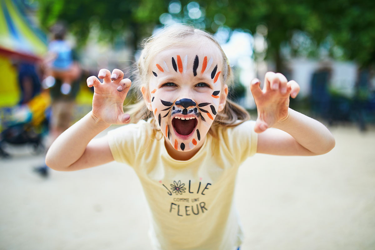 Little girl with face painted